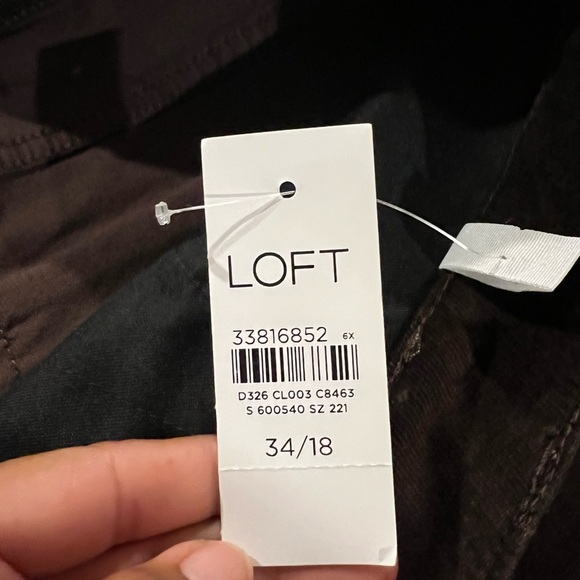 Loft The Slim Fit High Rise Curvy Brown Corduroy Pants Size 34/18 Work Casua - Picture 10 of 12